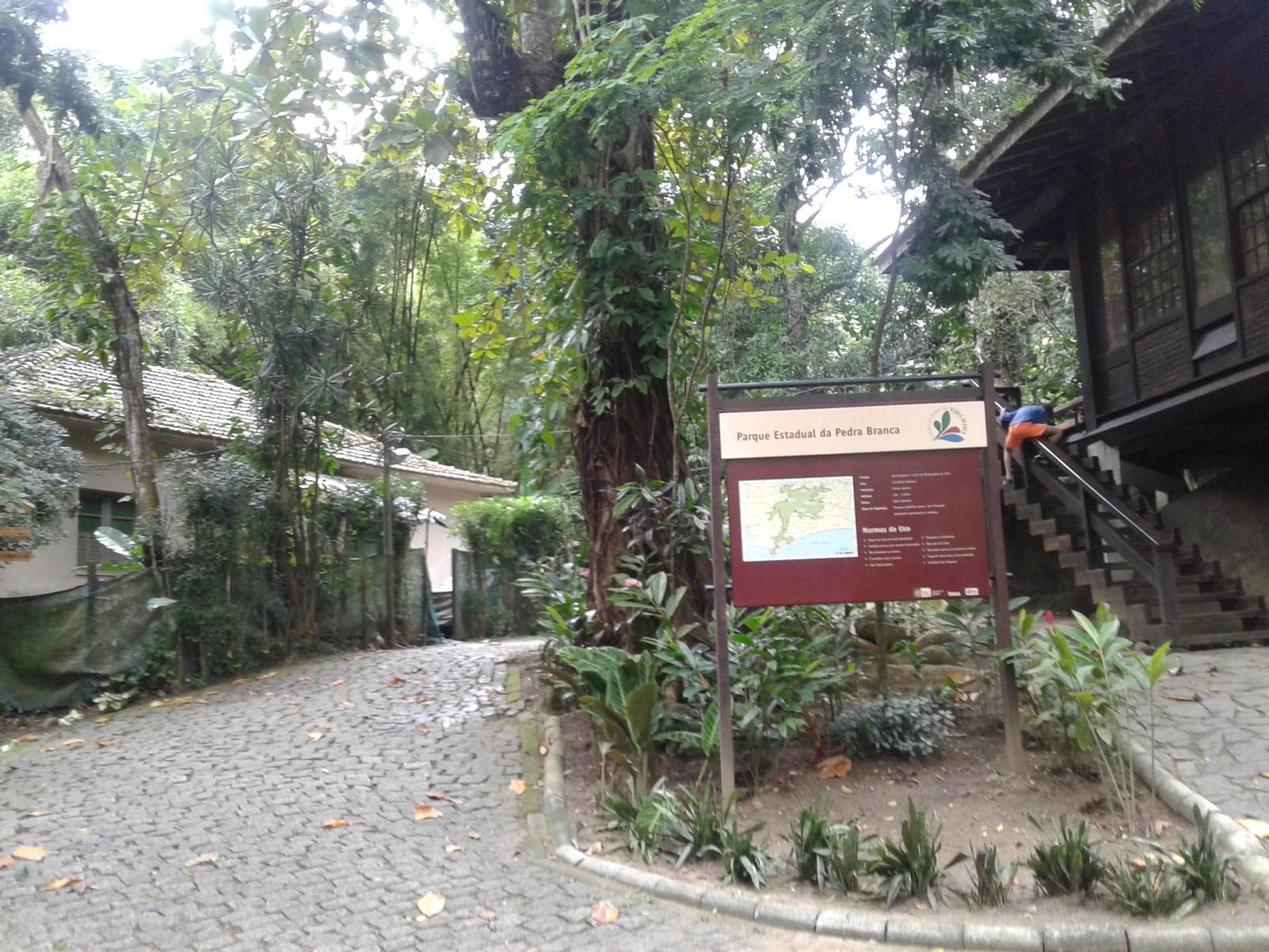 Pedra Branca State Park sign beside buildings and vegetation; the specific sector shown is unidentified