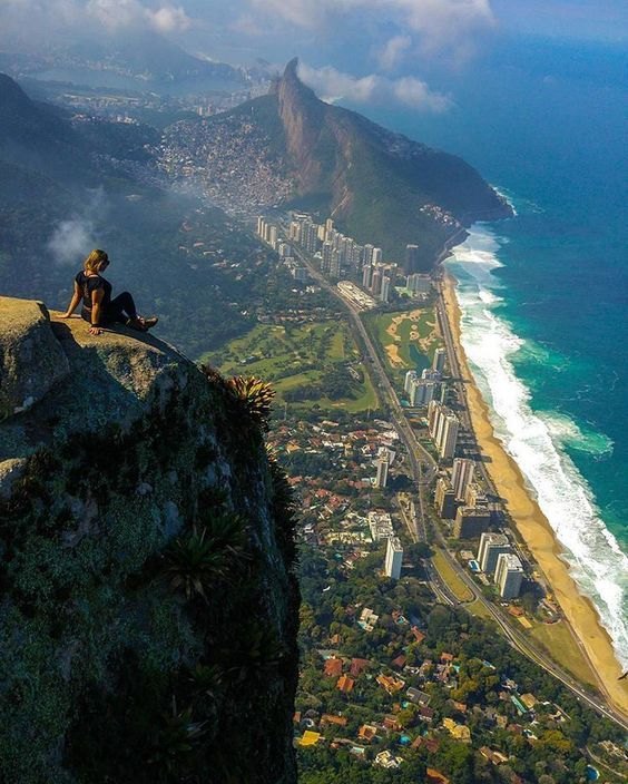 Rocky summit of Pedra da Gávea above Rio’s coastline