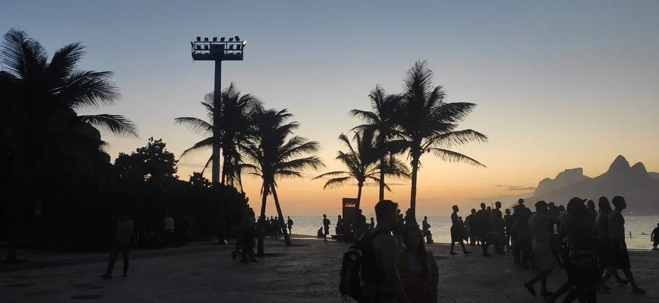 Sunset over the sea from Arpoador